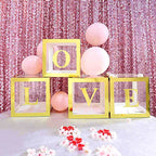 2 Pack 12" Metallic Gold Clear Baby Shower Party Decoration Boxes, Transparent DIY Balloon Boxes