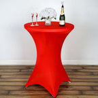 Spandex 30" Round Cocktail Table Cover Red - Easy to Maintain Stretch Fitted Highboy Tablecloth