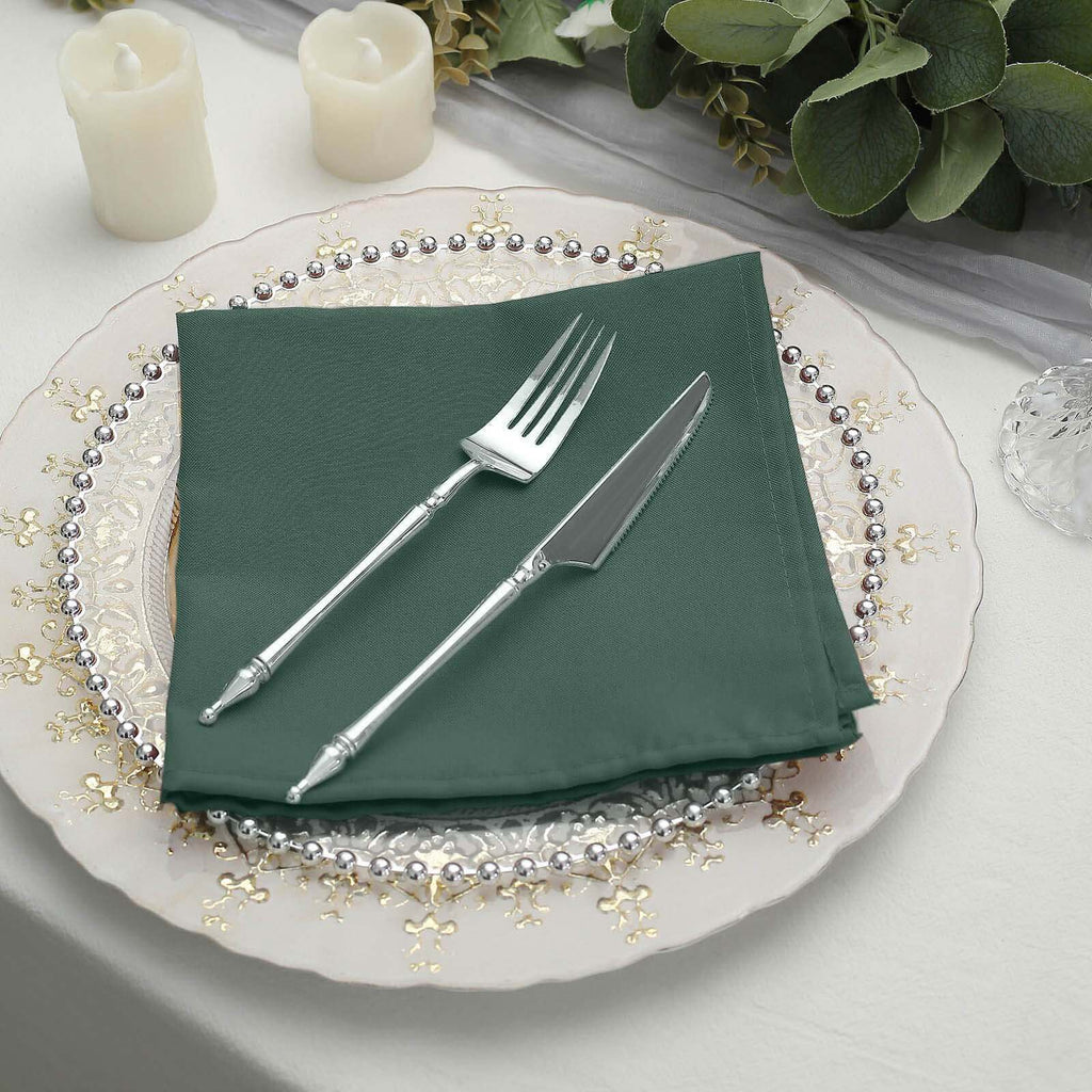 5 Pack Polyester 17"x17" Napkins Hunter Emerald Green - Durable & Wrinkle Resistant Dinner Napkins