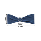 5 Pack Stretch Spandex Chair Sashes Navy Blue - Reusable Chair Bands with Silver Diamond Ring Slide Buckle 5"x14"