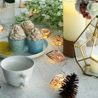10 LED Fairy String Light Garland Rose Gold Leaves Design Warm White - Battery Operated Party Lights 5ft
