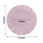 10-Pack Plastic 11" Round Dinner Plates in Lavender Lilac Ruffled Rim with Gold Edging - Sturdy Disposable Dinnerware