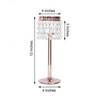 Crystal Beaded Chandelier Metal Candle Holder Rose Gold - Sophisticated Pillar Tealight Stand 12"