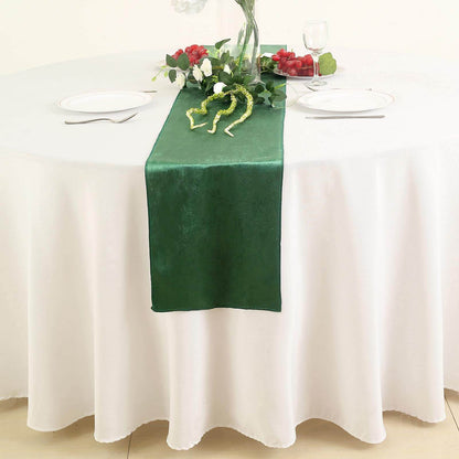 Premium Velvet 12"x108" Table Runner Hunter Emerald Green - Sheen Finish Reusable Table Decor