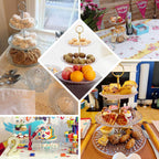 3-Tier Acrylic Cupcake Stand Clear - Sturdy Dessert Serving Tray Platter with Gold Top Handles for Classy Special Occasions & Dessert Buffets 12"