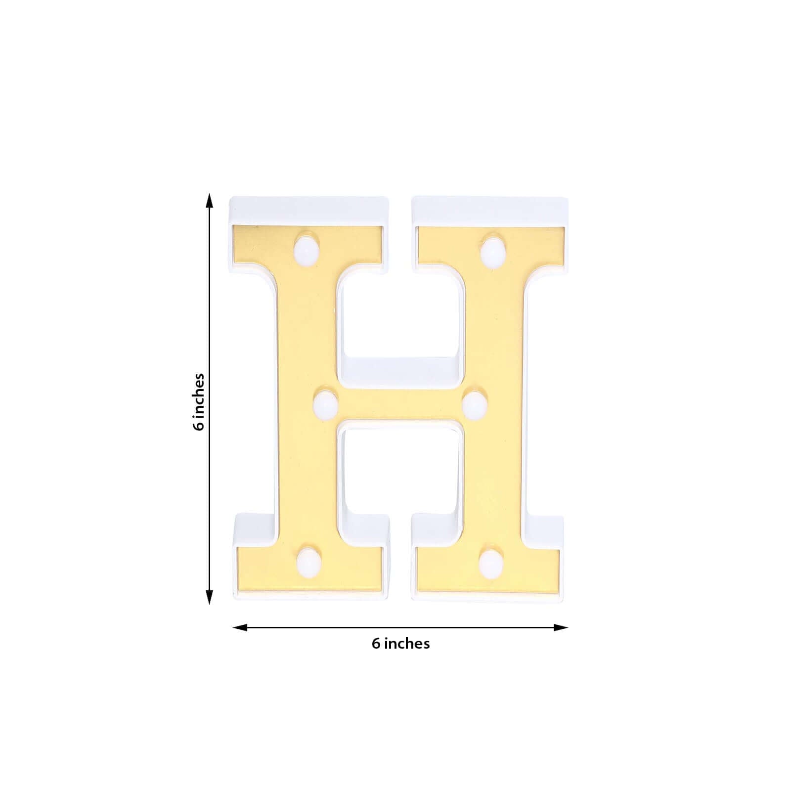3D Marquee Letter "H" Warm White 6 LED Lights Gold - Chic Light-Up Decor for Events 6"