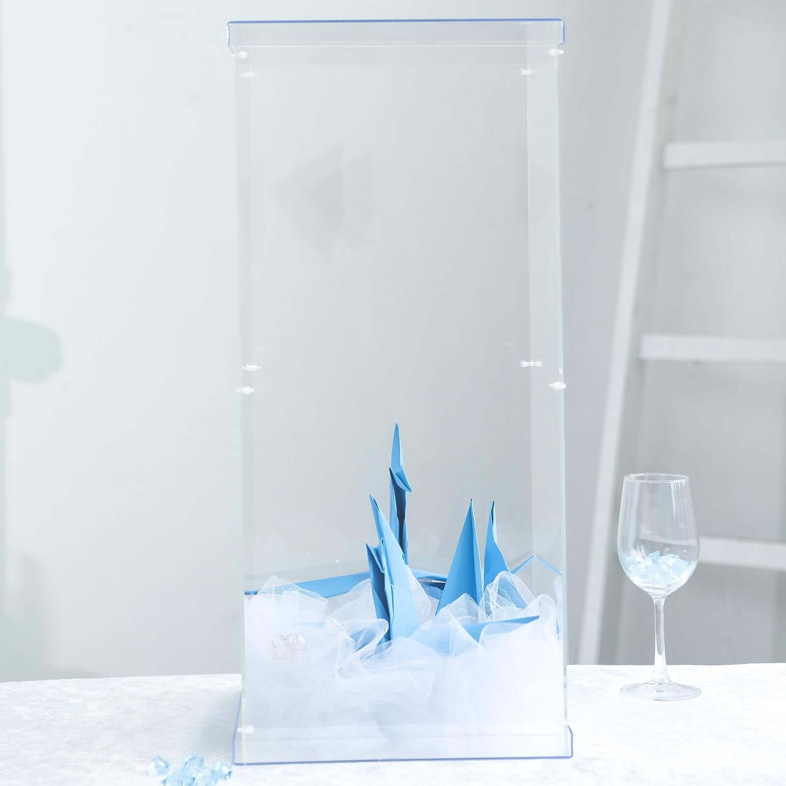 24" Clear Acrylic Display Box, Transparent Pedestal Riser with Interchangeable Lid and Base