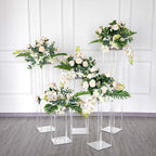 Acrylic Floor Vase Flower Stand with Square Mirror Base Clear - Durable Wedding Column Centerpiece for Events 40"