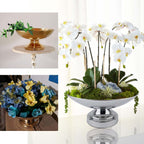 Metal Pedestal Flower Pot Round Design Gold - Floating Candle Bowl and Display Dish 12"