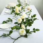 6ft Cream Real Touch Artificial Rose and Leaf Flower Garland Vine