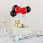 11 Pcs Balloon Cake Topper Black, Red and White - Whimsical Clustered Mini Garland Cake Inserts DIY Party Decorations