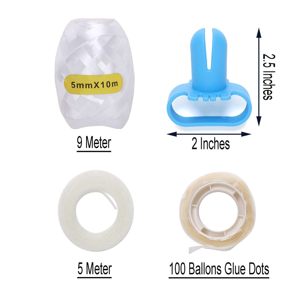 Set of 4 Balloon Arch Kit - Decorating Strips, Balloon Tie Tool, Glue Dots and Curling Ribbon for Party Decorations