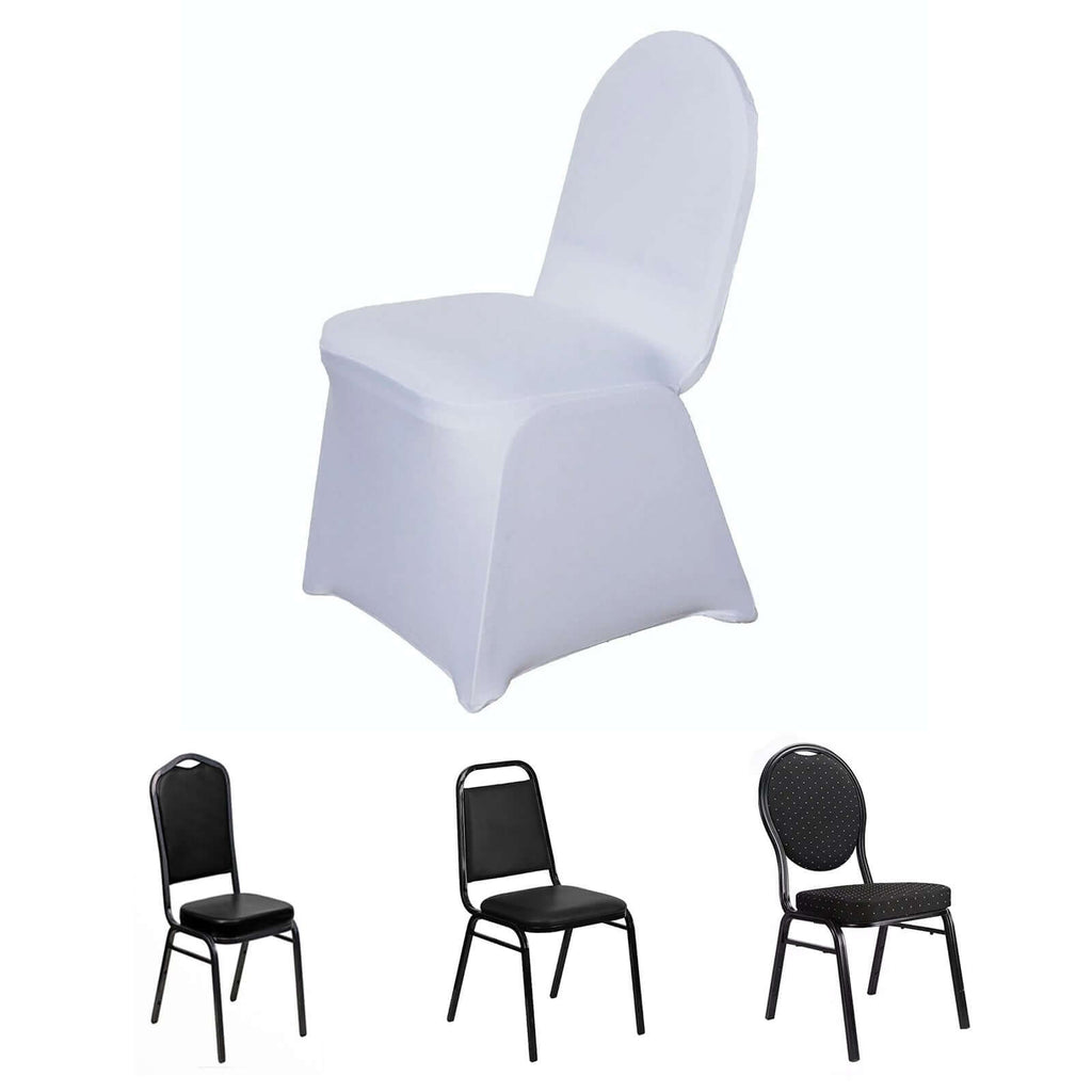Spandex Chair Cover for Banquet Chairs White - Stylish Stretch 160GSM Fabric with Slip-On Slipcover for Sophisticated Gatherings
