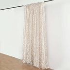 8ftx8ft Beige 3D Leaf Petal Taffeta Event Curtain Drapes, Backdrop Event Panel With Rod Pocket