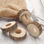 4 Pack 3" Rustic Natural Birch Wood Farmhouse Napkin Rings, Boho Napkin Holder Wood Slices