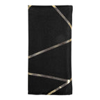 5 Pack Polyester 20"x20" Napkins Black with Gold Geometric Foil Pattern - Modern Reusable Dinner Napkins