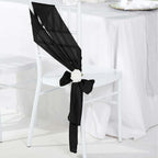 5 Pack Taffeta 6"x106" Chair Sashes Black Accordion Crinkle Texture - Stylish Decor for Weddings & Gatherings
