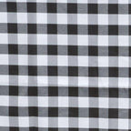 Polyester 108" Round Tablecloth White/Black - Checkered Buffalo Plaid Table Cover