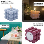 2-Pack LED Flameless Cube Candles Flickering Warm White Blush - Battery Operated Bubble Design 2"