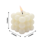 2-Pack LED Flameless Cube Candles Flickering Warm White Ivory - Battery Operated Bubble Design 2"