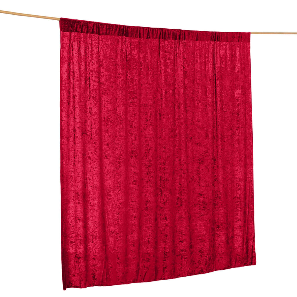 Burgundy Crushed Velvet Backdrop Curtain â€“ 8ft x 8ft Event Drape with Rod Pocket, Privacy Panel for Photo Booths & Events