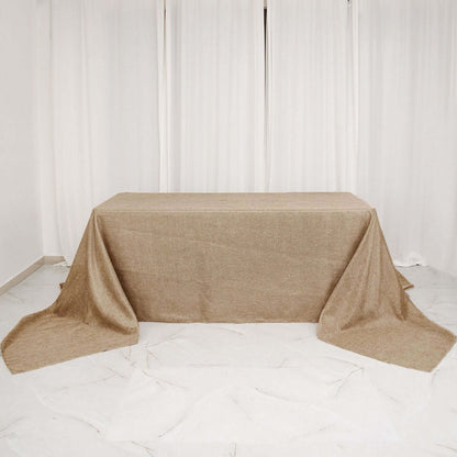Faux Burlap Jute 90"x156" Rectangle Tablecloth Natural - Rustic Seamless Event Table Linen