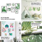 Green Tropical Leaf Plants and Cactus Flat Frame Wall Decals, Decor Stickers
