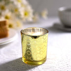 6-Pack Mercury Glass Candle Holders Gold with Honeycomb Design - Votive Candle Containers 3"
