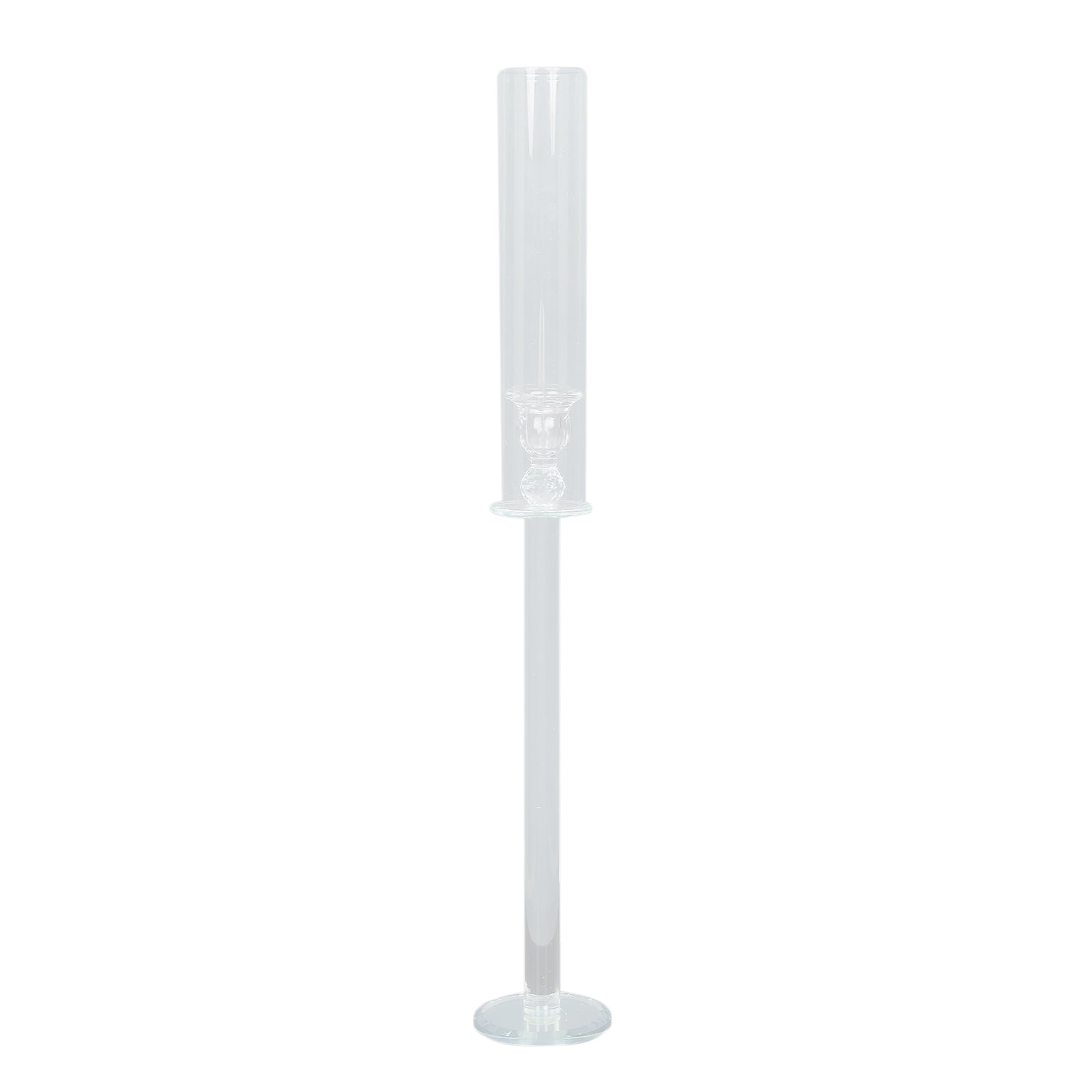 2-Pack Crystal Glass Hurricane Taper Candle Holders, Tall Decorative Candle Stands Clear Cylinder Chimney Tubes 26"