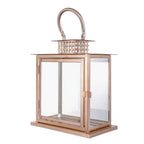 Stainless Steel Candle Lantern Cage Top Design Rose Gold - Outdoor Metal Patio Lantern Centerpiece 10"