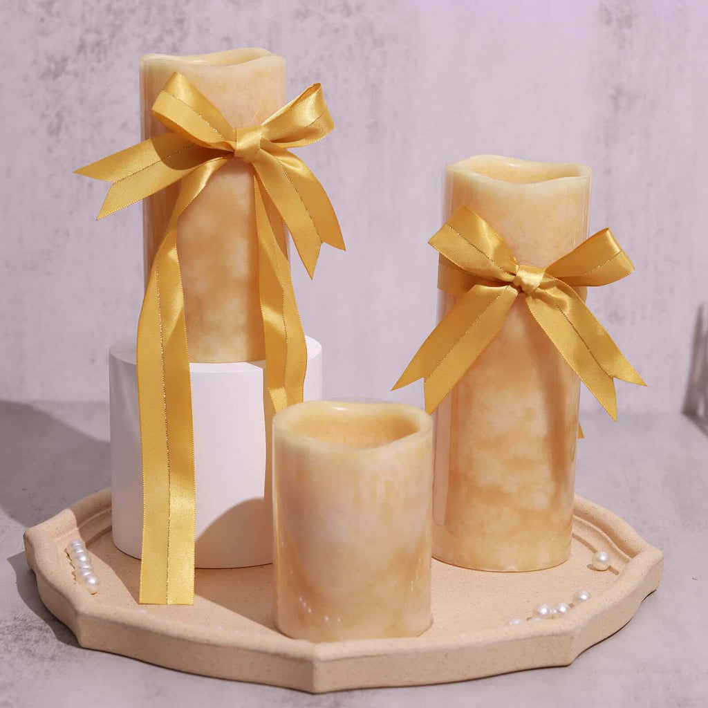 50 Pcs 10" Gold Pre Tied Ribbon Bows, Satin Ribbon With Gold Foil Lining For Gift Basket and Party Favors Decor