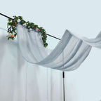5ftx14ft Dusty Blue Chiffon Curtain Panel, Durable Flame Resistant Backdrop Ceiling Drapery With Rod Pocket
