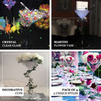 4-Pack Plastic Flower Vases Cylinder Wine Cup Design Clear - Fillable Long Stem Floral Centerpieces 18"