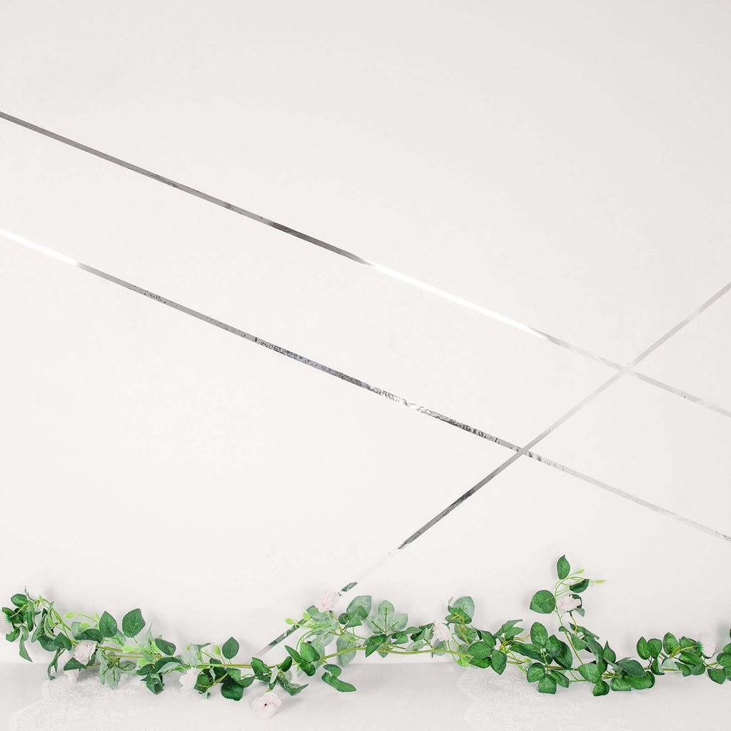 100 Yds 3/8" Silver Metallic Film Tape Adhesive, DIY Floral Wrap Craft Decor Tape - Polyester with Acrylic