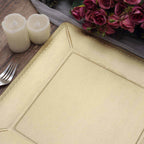 10-Pack Disposable Square Charger Plates in Champagne with Leather Like Texture - 1100GSM Durable Paper Chargers 13"