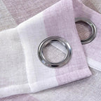 2 Pack White Lavender Lilac Cabana Print Faux Linen Curtain Panels With Chrome Grommet - 52"x108"