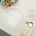 10-Pack Plastic 10" Round Dinner Plates in Clear with Beaded Rim - Disposable Party Plates for Banquets & Festive Occasions