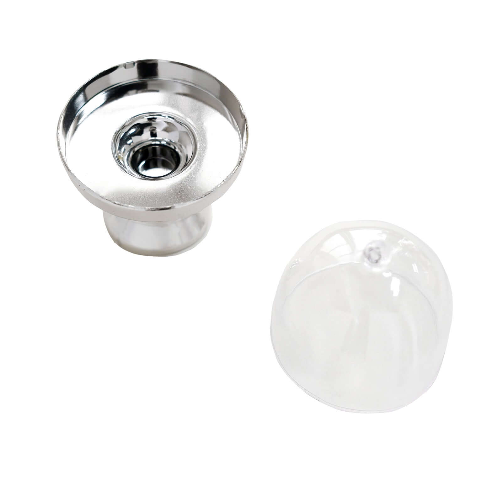 12-Pack Fillable Mini Pedestal Candy Container Clear/Silver - Decorative Candy Treat Favor Boxes with Dome Lid 4"
