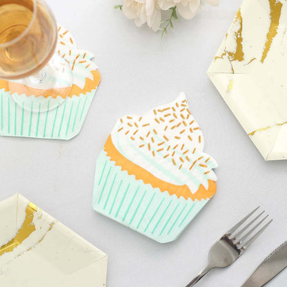 20-Pack Paper Cocktail Napkins with Cupcake Design - Fun Disposable Beverage Napkins for Events 11"x9"