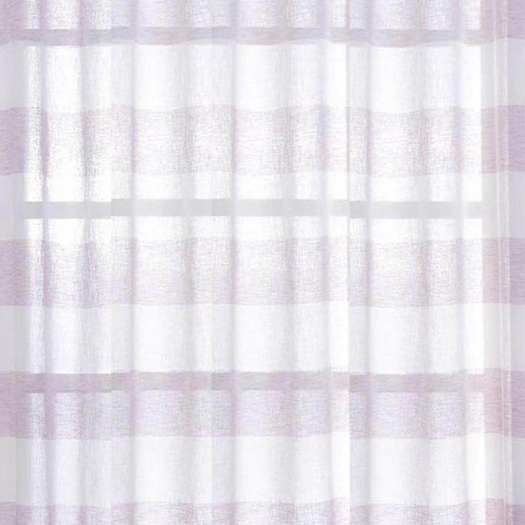2 Pack White Lavender Lilac Cabana Print Faux Linen Curtain Panels With Chrome Grommet - 52"x84"