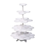 5-Tier Plastic Cupcake Holder Stand White - Dessert Tower with Scalloped Edge Design Versatile Display for Sweet Treats 18"