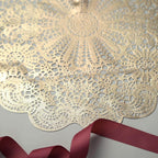 6-Pack Dining Table Mats Floral Lace Design Gold - Vinyl Non-Slip Surface with Vintage Appeal 15"