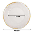 6-Pack Acrylic Round Charger Plates 13" in Clear with Gold Beaded Rim, Decorative Dinner Party Serving Plates