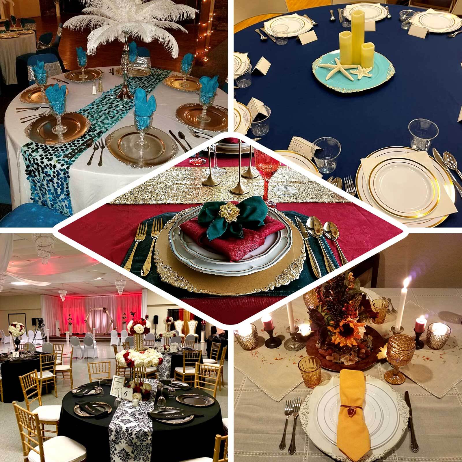 6-Pack Acrylic Round Charger Plates 13" in Peacock Teal with Gold Embossed Baroque Rim, Antique Decorative Dinner Party Charger Tableware