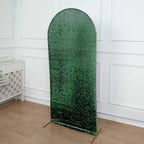 6ft Hunter Emerald Green Shimmer Tinsel Spandex Chiara Backdrop Stand Cover For Fitted Round Top Wedding Arch