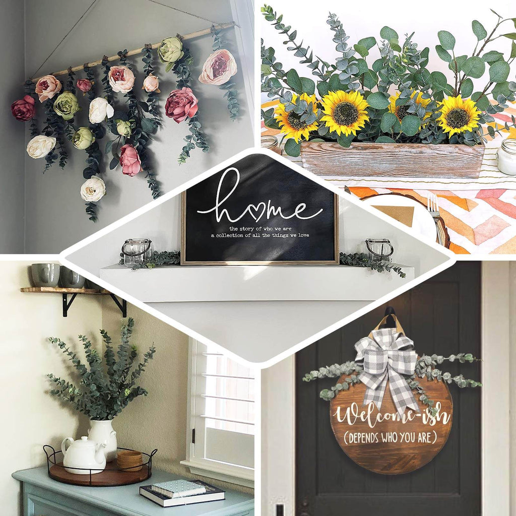 30 Stems 17" Frosted Green Artificial Eucalyptus Sprays, Faux Plants