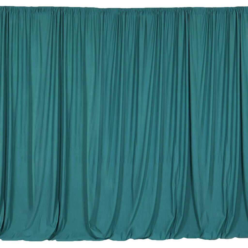 2 Pack Turquoise Scuba Polyester Event Curtain Drapes, Durable Flame Resistant Backdrop Event Panels Wrinkle Free with Rod Pockets - 10ftx10ft