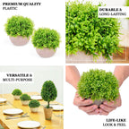 2 Plant Set Artificial Boxwood Topiary Ball 5" - Maintenance Free Mini Faux Potted Greenery Decor