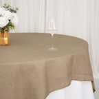 Faux Burlap 90"x90" Table Overlay Square Tablecloth Natural - Boho Chic Design for Stylish Celebrations