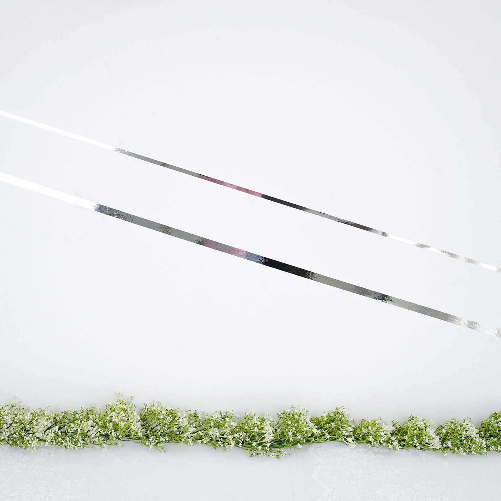 100 Yds 3/4" Silver Metallic Film Tape Adhesive, DIY Floral Wrap Craft Decor Tape - Polyester with Acrylic